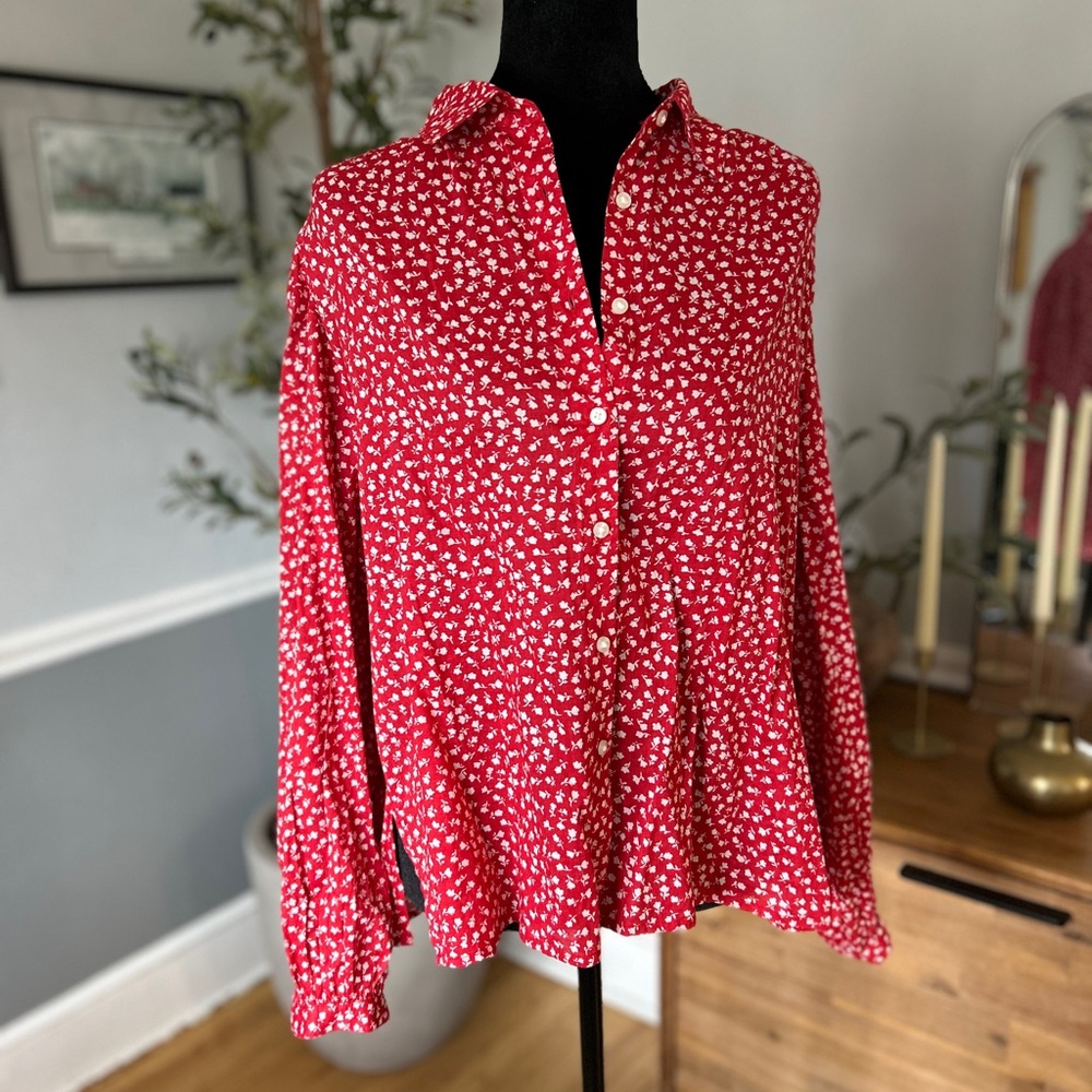 GAP Relaxed Button-Front Blouse, NWT - Picture 5 of 12